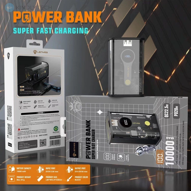 Повербанк Power Bank LENYES PX152D 10000mAh-22.5W PD+Super Flash charge