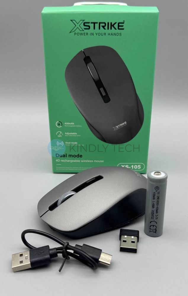 Миша XSTRIKE XS‑105 бездротова (BT + 2,4 GHz) 1600 DPI