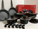 Набір посуду 18 предметів TOP KITCHEN TK-00022 з мармуровим покриттям Чорний