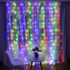 Гирлянда-водопад (Curtain-Lights) Itrains 240M-2 внутренняя провод прозрачный 3х1,5м, Разноцветная