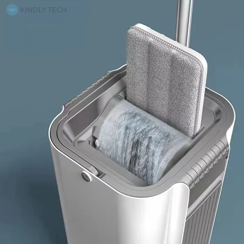 Швабра лентяйка с ведром для уборки Bucket Set автоматическим отжимом и двойной фиксацией + 2 насадки