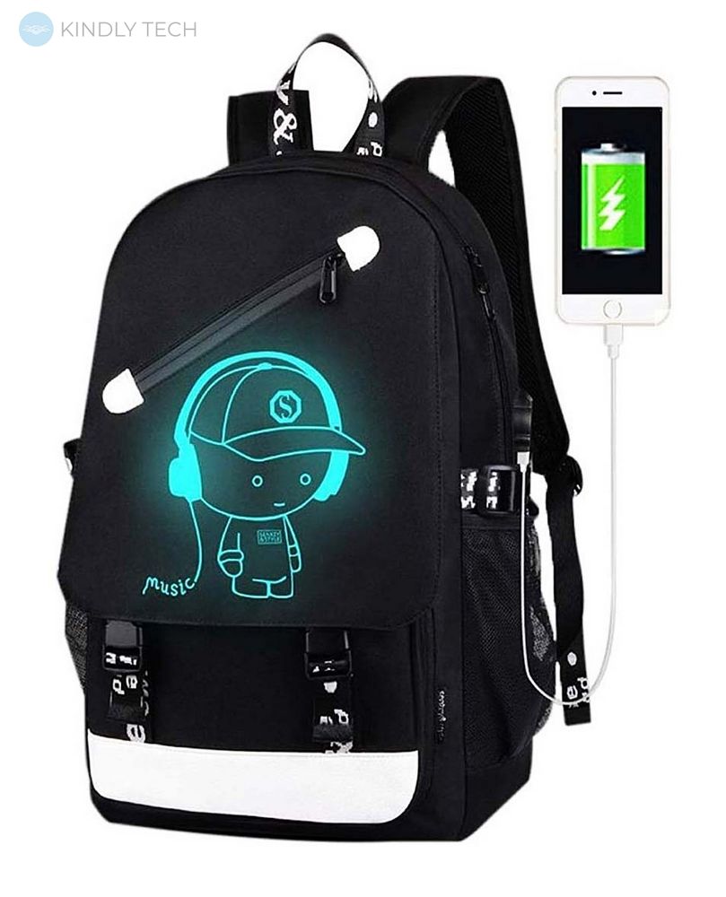 Рюкзак Music з USB, що світиться в темряві