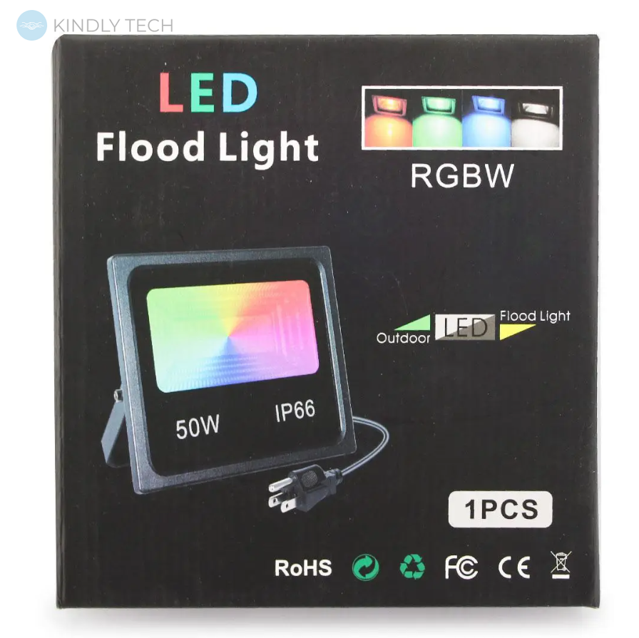 Прожектор SMART LED 50W IP66 RGB bluetooth с приложением для управления