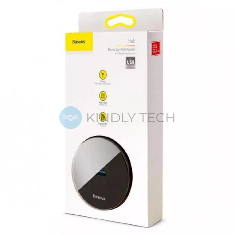 Юсб-Хаб для комп'ютера HUB Adapter &mdash; Baseus Airjoy round box (USB3.0 to USB3.0*1+USB2.0*3)10cm &mdash; CAHUB-F02 White