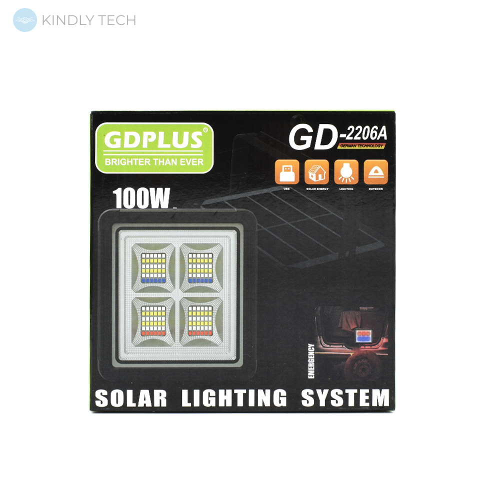 Аккумуляторный фонарь светодиодный Solar Lighting System GD-2206A с солнечной панелью