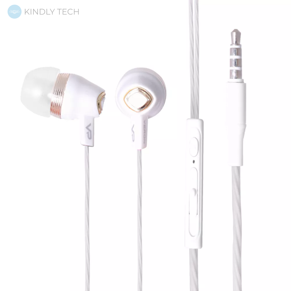 Дротові навушники з мікрофоном 3.5mm — Veron VH12 — White