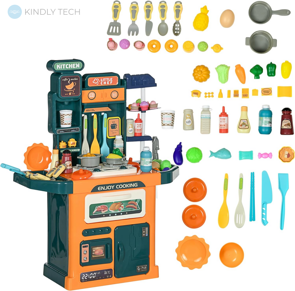 Дитячий ігровий набір, 77 предметів, іграшкова кухня "Little Chef", Помаранчевий