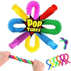 Розвиваюча сенсорна дитяча іграшка гофровані трубки-антистрес Pop Tube 12 шт.