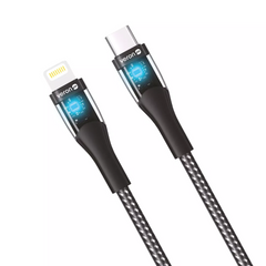 Кабель USB C to Lightning 27W (1.2m) — Veron CL01 Nylon LED — Black