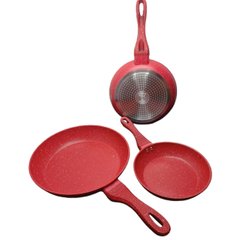Набір сковорідок Top Kitchen TK00092 (20 см, 24 см, 28 см) мармурове покриття, Red