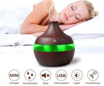 Мини-увлажнитель воздуха с подсветкой и зарядкой от USB Humidifier (темное дерево)