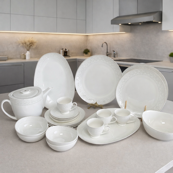 Роскошный фарфоровый столовый сервиз Royal Grace RG 522 на 24 предмета для 4 персон.