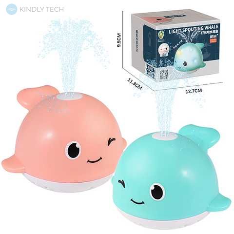 Іграшка для купання Light Spouting Whale Кіт з фонтанчиком та LED підсвічуванням, Синій