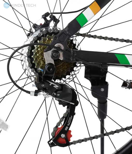 Велосипед горный с алюминиевой рамой Konar KA-27.5"17 передние амортизаторы, Черный/салатовый
