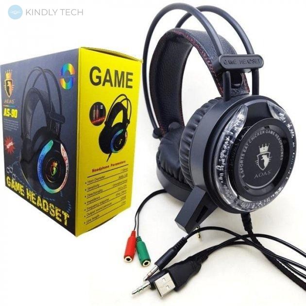 Ігрові накладні навушники з мікрофоном із RGB-підсвіткою AOAS GAME AS-90