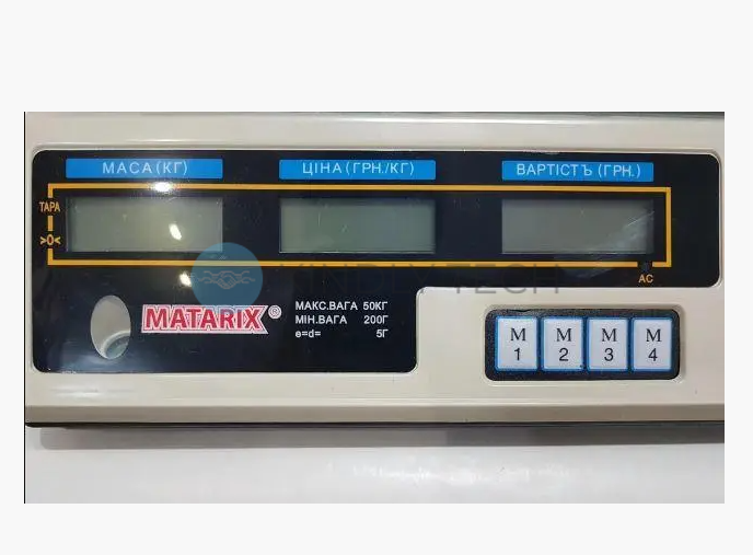 Торговельні ваги MATARIX MX-410B 50 кг з розрахунком вартості та пам&rsquo;яттю цін