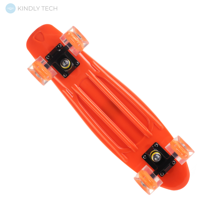 Скейт Пенни Борд (Penny Board) со светящимися колесами, Orange