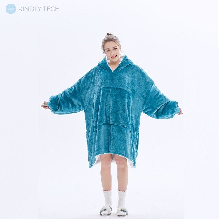 Плед с капюшоном Huggle Ultra Plush Blanket Hoodie Голубой