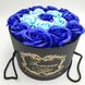 Подарунковий набір Forever з трояндами з мила в шляпной коробці 19х19 см Синій