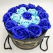Подарочный набор Forever с розами из мыла в шляпной коробке 19х19 см Синий