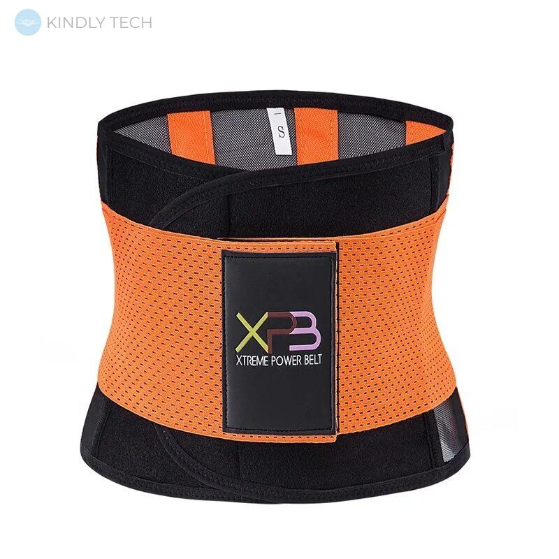 Пояс для похудения Xtreme Power Belt Утягивающий пояс для фитнеса черный с оранжевым (р-р L)
