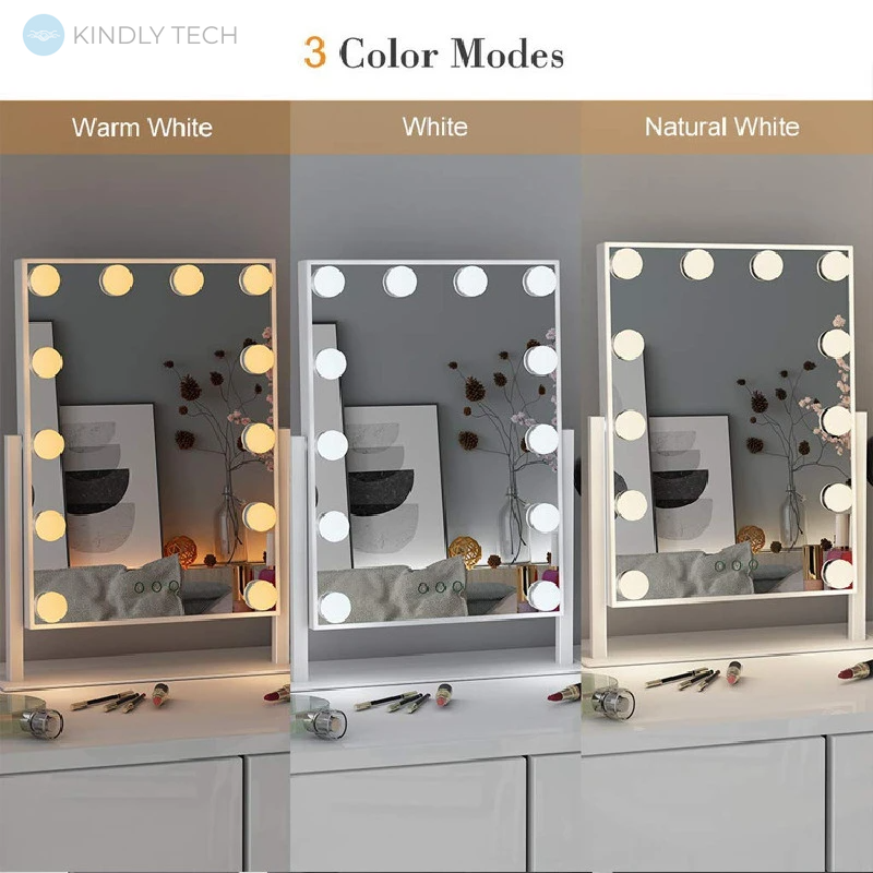Зеркало для макияжа с LED подсветкой прямоугольное