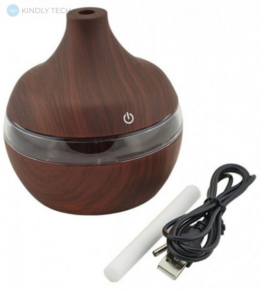 Міні-зволожувач повітря з підсвічуванням і зарядкою від USB Humidifier (темне дерево)