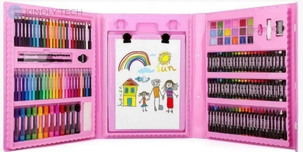 Дитячий набір художника для творчості у валізі 208 предметів, Pink