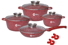 Набор кастрюль и сковорода Higher Kitchen HK-310 Набор посуды с гранитным антипригарным покрытием, Красный