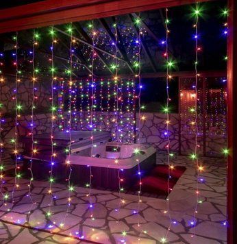 Гірлянда Водоспад Xmas 3x2.25 метра 480 LED прозорий провід, Колір ламп-мікс