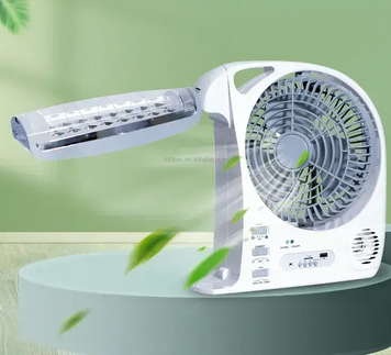 Портативный вентилятор GD-8028 N283 6в1 с солнечной панелью, Bluetooth, радио и LED лампой