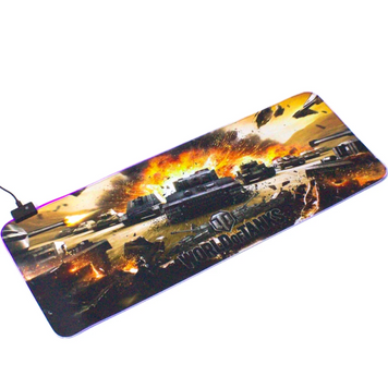 Килимок для мишки большой с RGB подсветкой World of Tanks -780 RS-01 30 х 70 см.