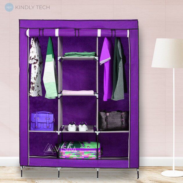 Складной тканевый шкаф Storage Wardrobe 88130 Фиолетовый