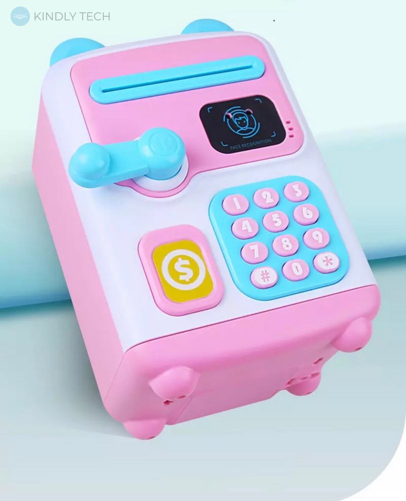 Электронная сейф-копилка с кодовым замком и датчиком движение face recognition moneybox, Розовая