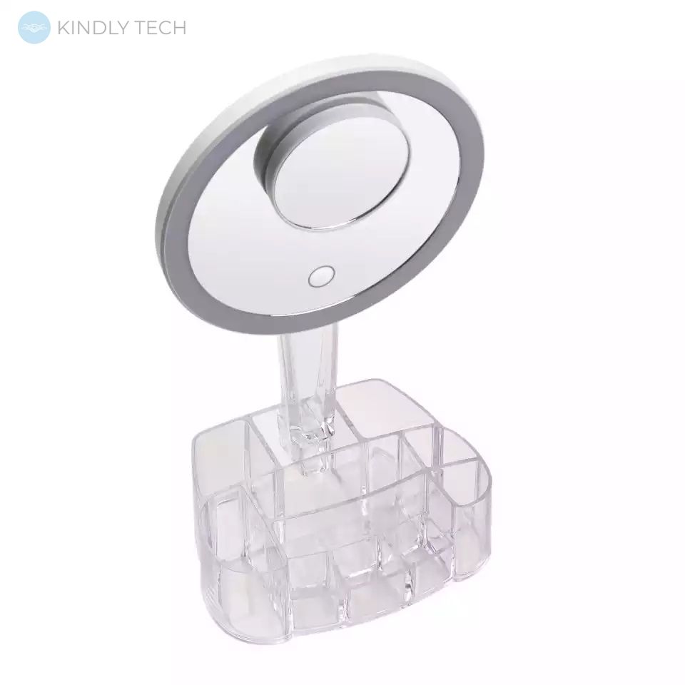 Дзеркало для макіяжу з LED підсвіткою та підставкою-органайзер