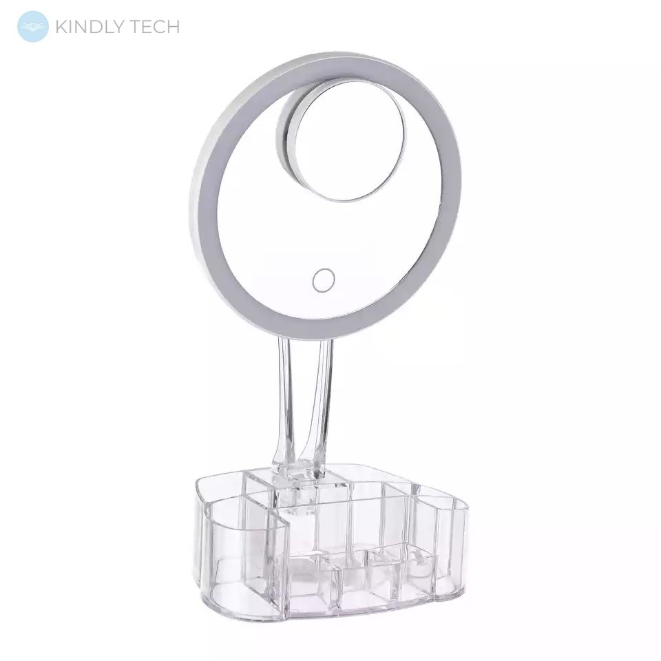 Дзеркало для макіяжу з LED підсвіткою та підставкою-органайзер