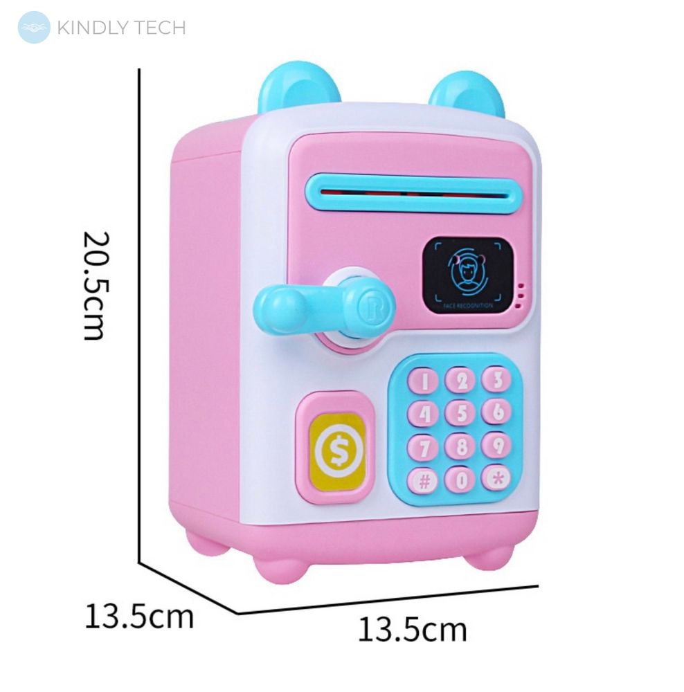 Электронная сейф-копилка с кодовым замком и датчиком движение face recognition moneybox, Розовая