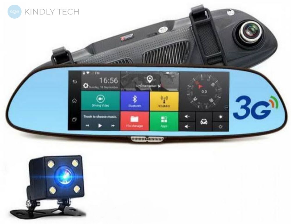Дзеркало відеореєстратор D35 з дисплей LCD 7", GPS 3G WiFi (Android) (Android)