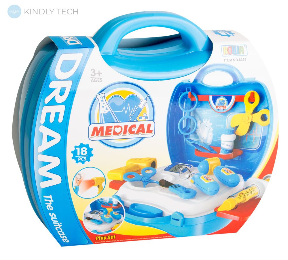 Дитячий набір доктора з валізкою Doctor Toy (зі світловими ефектами) на 18 предметів