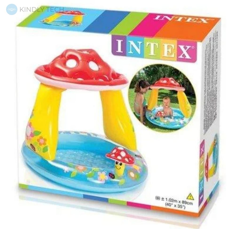 Дитячий надувний басейн Intex "Грибочок" з надувним дном (102х89см)
