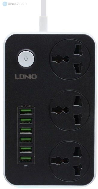 Сетевой фильтр удлинитель LDNIO SC3604 переноска на 3 розетки и 6 USB 2 м