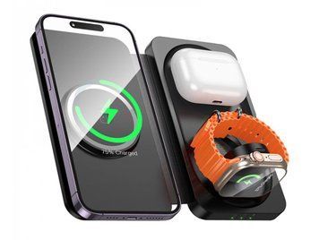 Універсальний зарядний пристрій Magnetic Wireless Charger 3 in 1 Hoco CQ13 Black