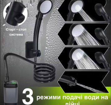 Кемпінговий душ з насосом та дисплеєм температури 6000 mAh