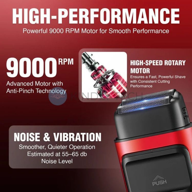 Электробритва шейвер VGR V-307 с двойным лезвием и титановыми сетками 9000 RPM,Красная