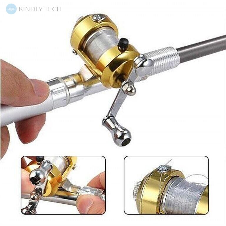 Складная мини удочка 97 см Fishing Rod In Pen Case Grey