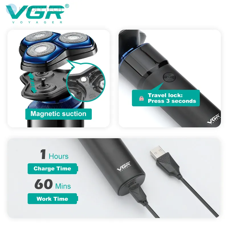 Беспроводная аккумуляторная электробритва премиум-класса VGR V-325 IPX6