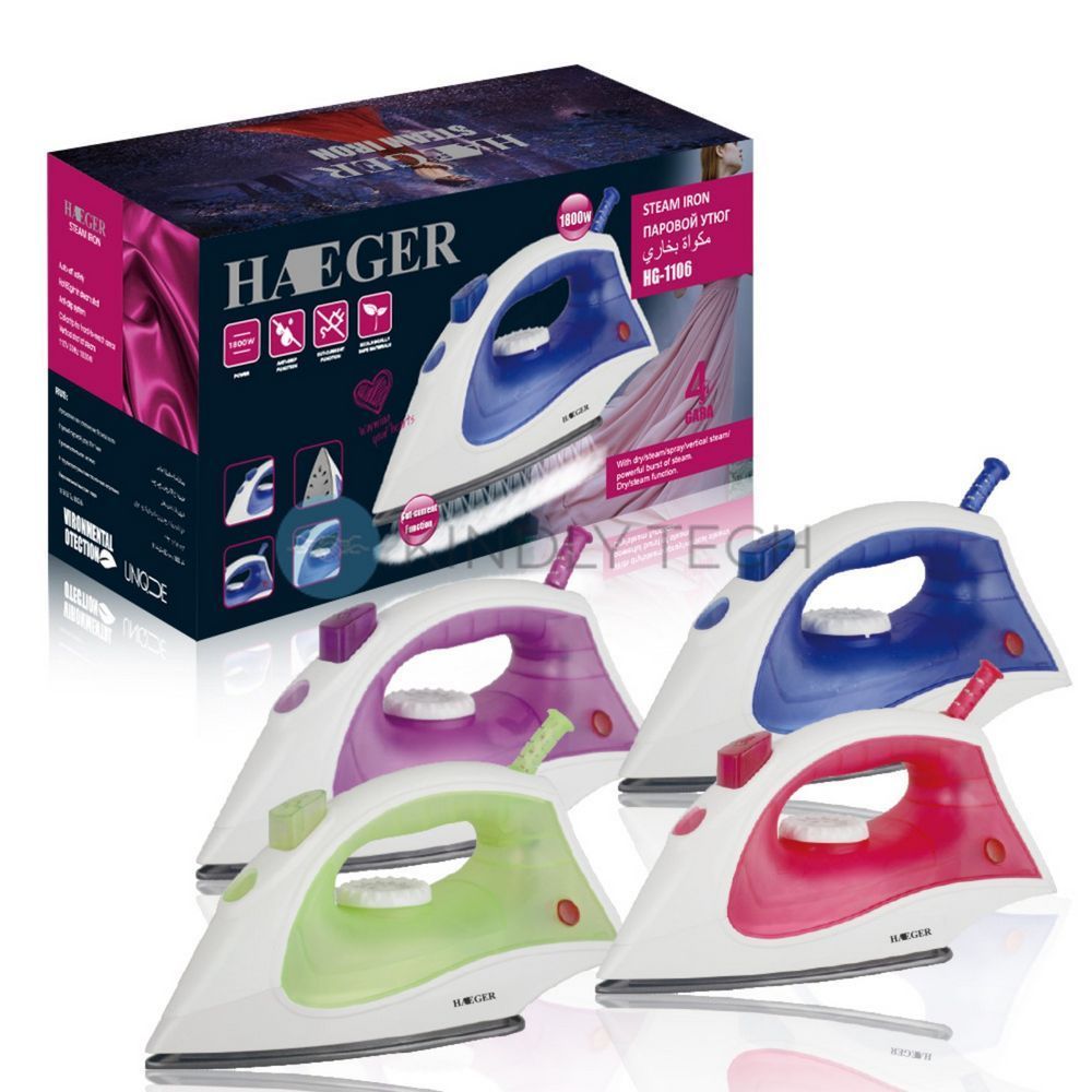 Парова праска Haeger HG-1106 з керамічною підошвою 1800W, Фіолетовий