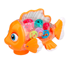 Прозрачная Рыбка с шестеренками светящаяся со звуком Gear Fish Интерактивная
