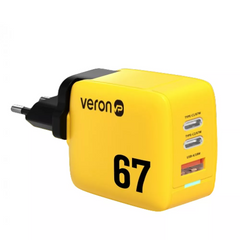 Мережевий зарядний пристрій 67W | GaN | 2 PD | QC3.0 - Veron TC-67