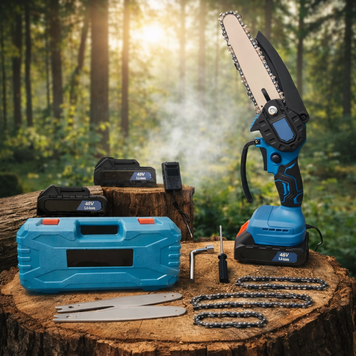 Аккумуляторная цепная пила DOMOTEC Chain Saw 6&Prime; и 8&Prime; с 2 шинами и кейсом